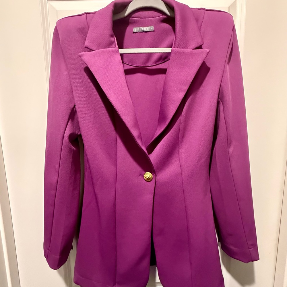 Purple Tailored Blazer with Notched Lapels